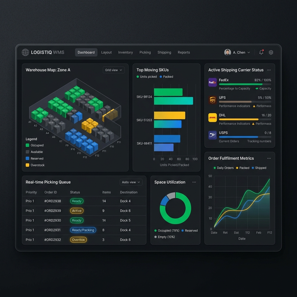 Packro Warehouse Management System Dashboard Mockup